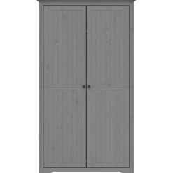 vidaXL - 2-deurs Kledingkast BODO - Massief grenenhout - Grijs - 99x53.5x173 cm