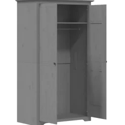 vidaXL - 2-deurs Kledingkast BODO - Massief grenenhout - Grijs - 99x53.5x173 cm