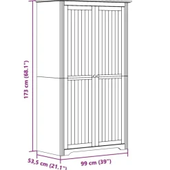 vidaXL - 2-deurs Kledingkast BODO - Massief grenenhout - Grijs - 99x53.5x173 cm