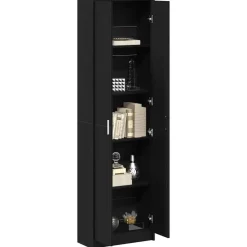 vidaXL - 2-deurs Kledingkast met planken - Hout - Zwart eiken - 55x25x189 cm