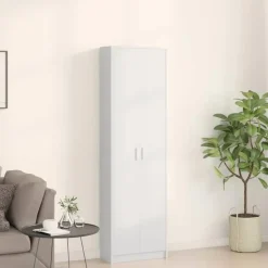 vidaXL - 2-deurs Kledingkast met planken - Bewerket hout - Wit - 55x25x189 cm