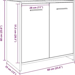 vidaXL - 2-deurs Wastafelonderkast - Betongrijs - Bewerkt hout - 60x33x60 cm