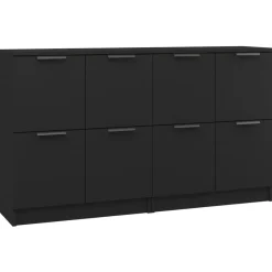 vidaXL - Dressoir - Zwart - Bewerkt hout - 2 stuks