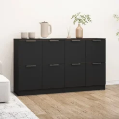 vidaXL - Dressoir - Zwart - Bewerkt hout - 2 stuks