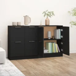 vidaXL - Dressoir - Zwart - Bewerkt hout - 2 stuks