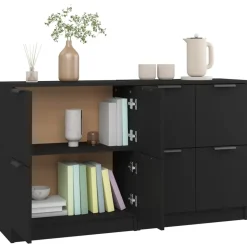 vidaXL - Dressoir - Zwart - Bewerkt hout - 2 stuks