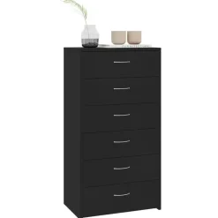 vidaXL - Dressoir - Zwart - Bewerkt hout