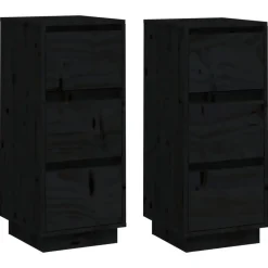 vidaXL - Dressoir - Zwart - Grenenhout - 2 stuks