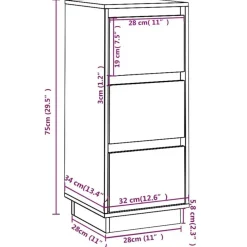 vidaXL - Dressoir - Zwart - Grenenhout - 2 stuks