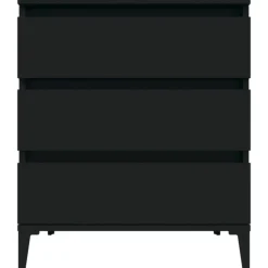 vidaXL - Dressoir met 3 lades - Zwart - Bewerkt hout en metaal- 91x28x75 cm