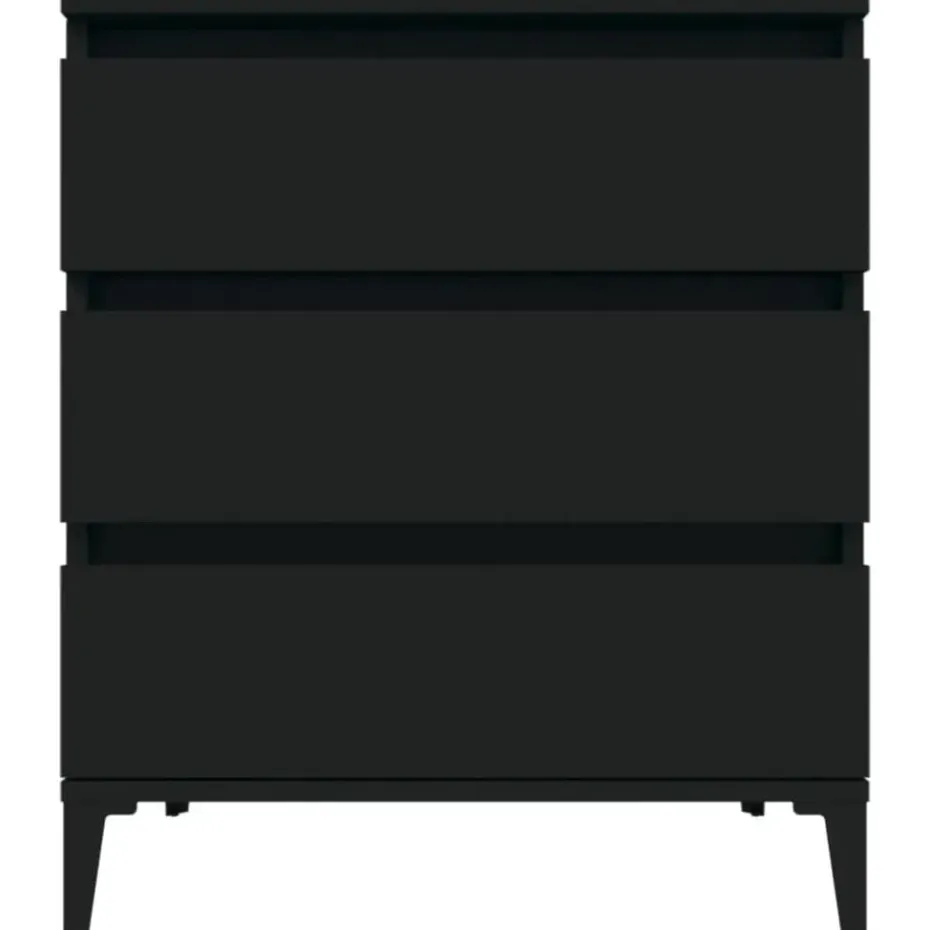 vidaXL - Dressoir met 3 lades - Zwart - Bewerkt hout en metaal- 91x28x75 cm