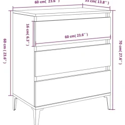 vidaXL - Dressoir met 3 lades - Zwart - Bewerkt hout en metaal- 91x28x75 cm