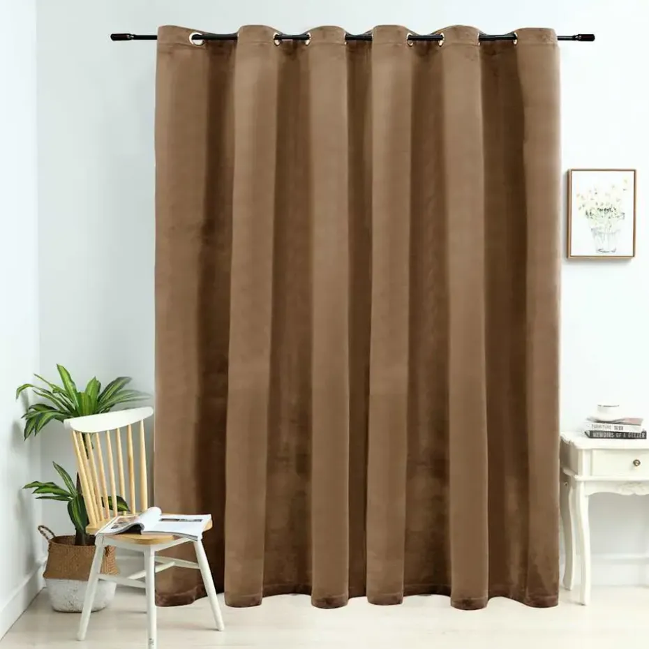 vidaXL - Gordijn - Beige - Fluweel