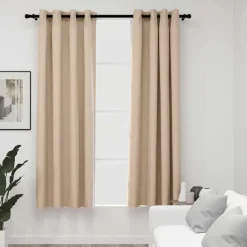 vidaXL - Gordijn - Beige - Stof - 140 x 175 cm - 2 stuks