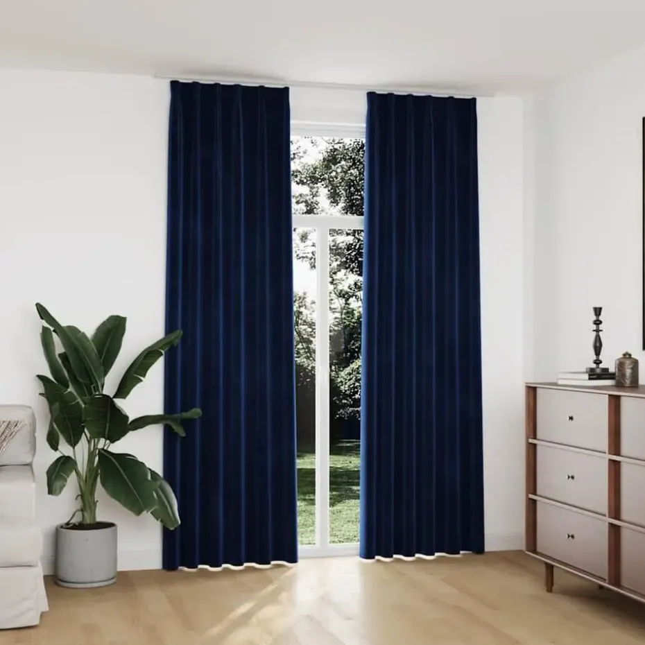 vidaXL - Gordijn - Blauw - Fluweel - 140 x 245 cm - 2 stuks
