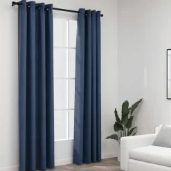 vidaXL - Gordijn - Blauw - Stof - 140 x 225 cm - 2 stuks