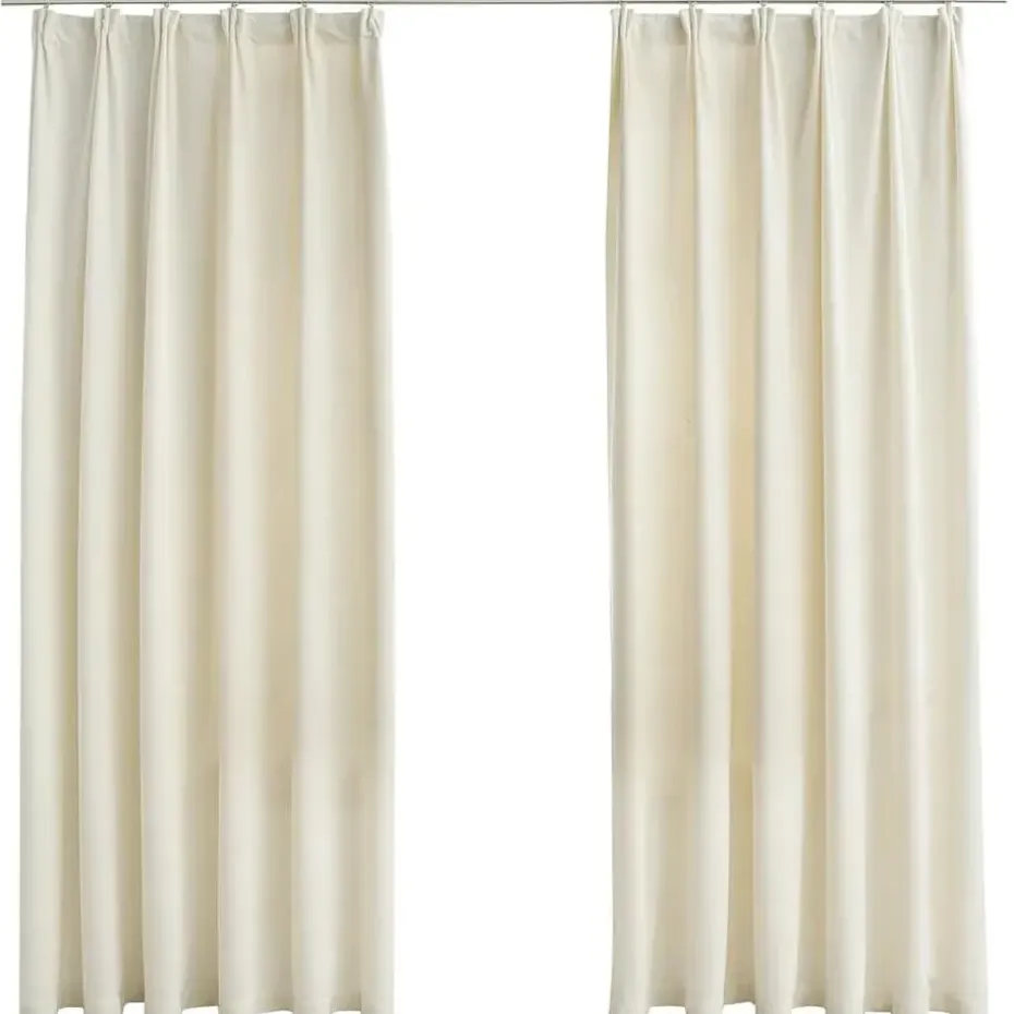 vidaXL - Gordijn - Crème - Fluweel - 140 x 175 cm - 2 stuks