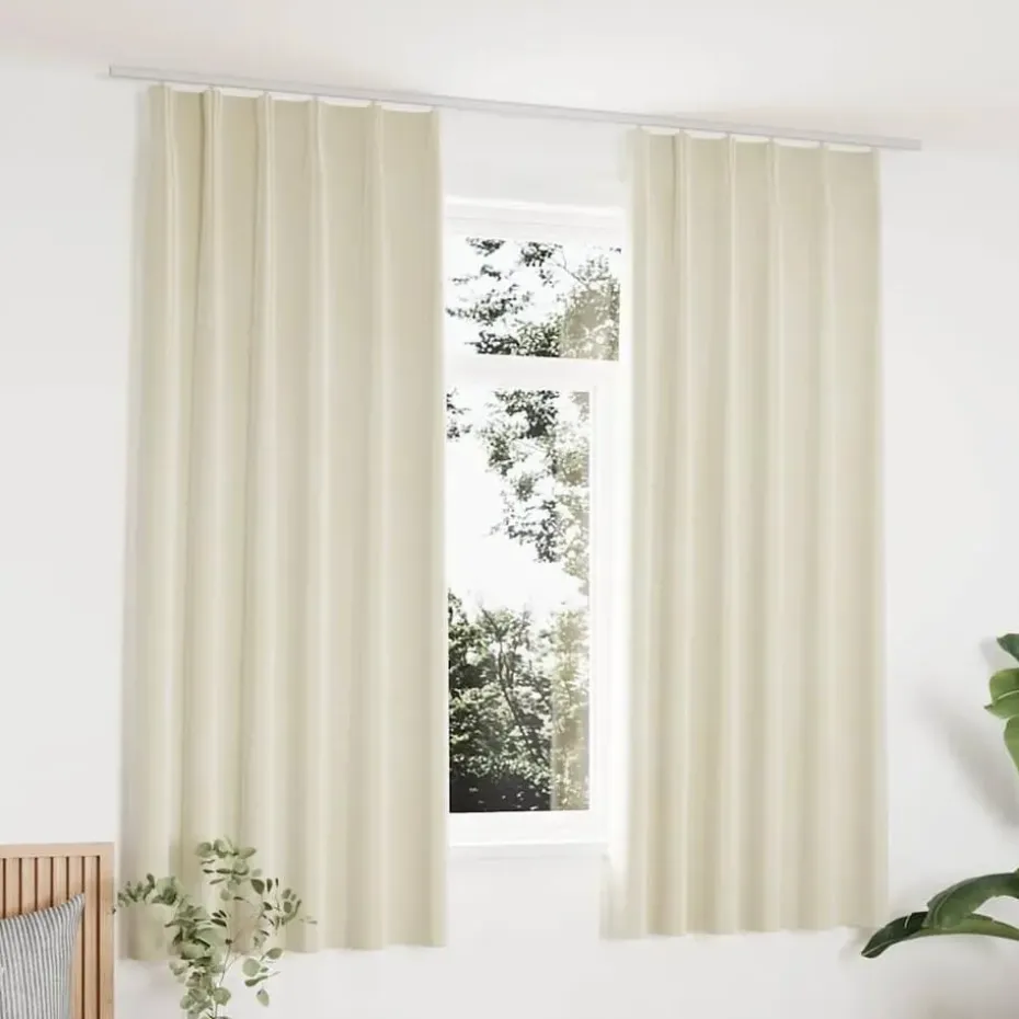 vidaXL - Gordijn - Crème - Fluweel - 140 x 175 cm - 2 stuks