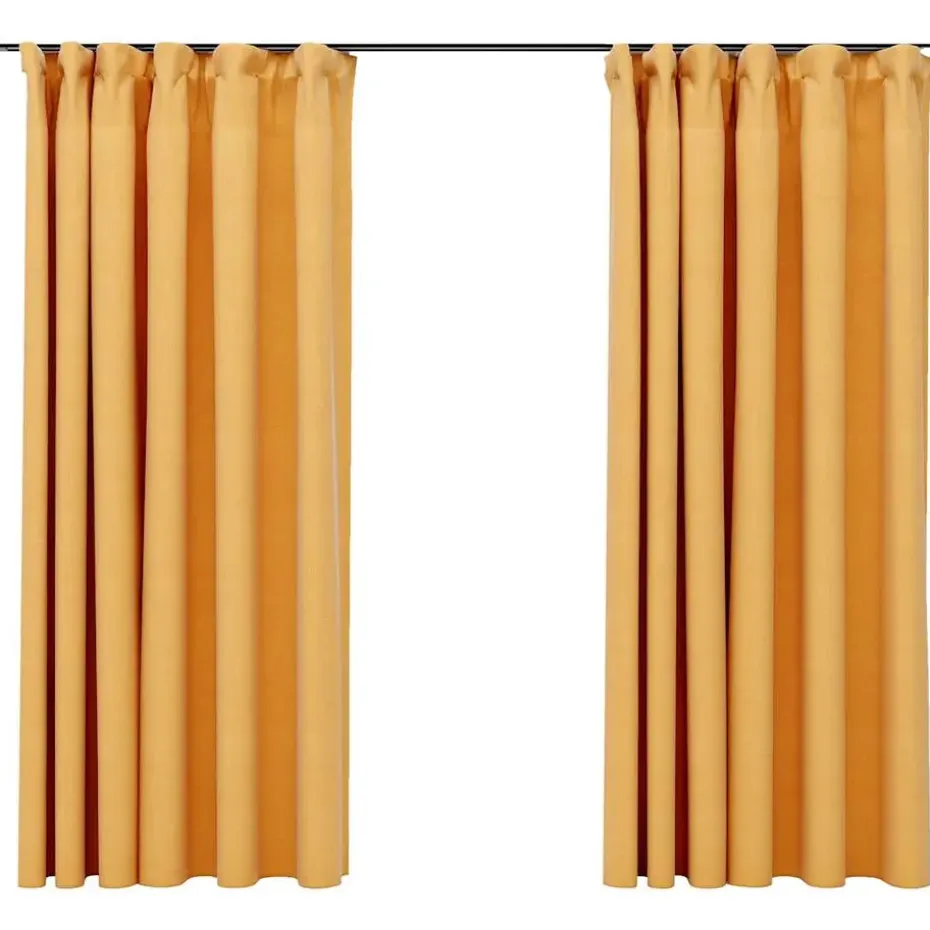 vidaXL - Gordijn - Geel - Stof - 140 x 175 cm - 2 stuks