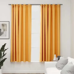 vidaXL - Gordijn - Geel - Stof - 140 x 175 cm - 2 stuks