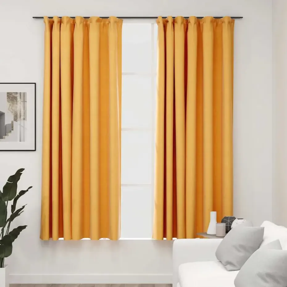 vidaXL - Gordijn - Geel - Stof - 140 x 175 cm - 2 stuks