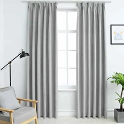 vidaXL - Gordijn - Grijs - Stof - 140 x 245 cm - 2 stuks