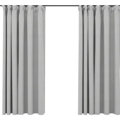 vidaXL - Gordijn - Grijs - Stof - 140 x 175 cm - 2 stuks
