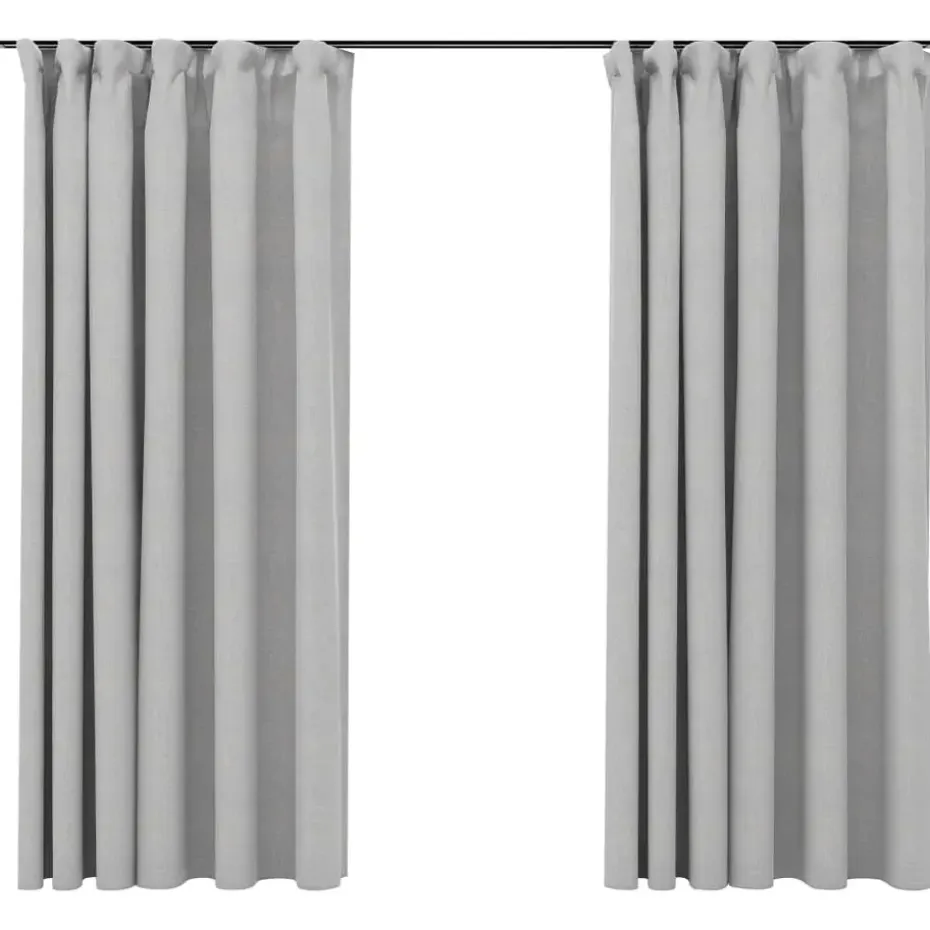 vidaXL - Gordijn - Grijs - Stof - 140 x 175 cm - 2 stuks