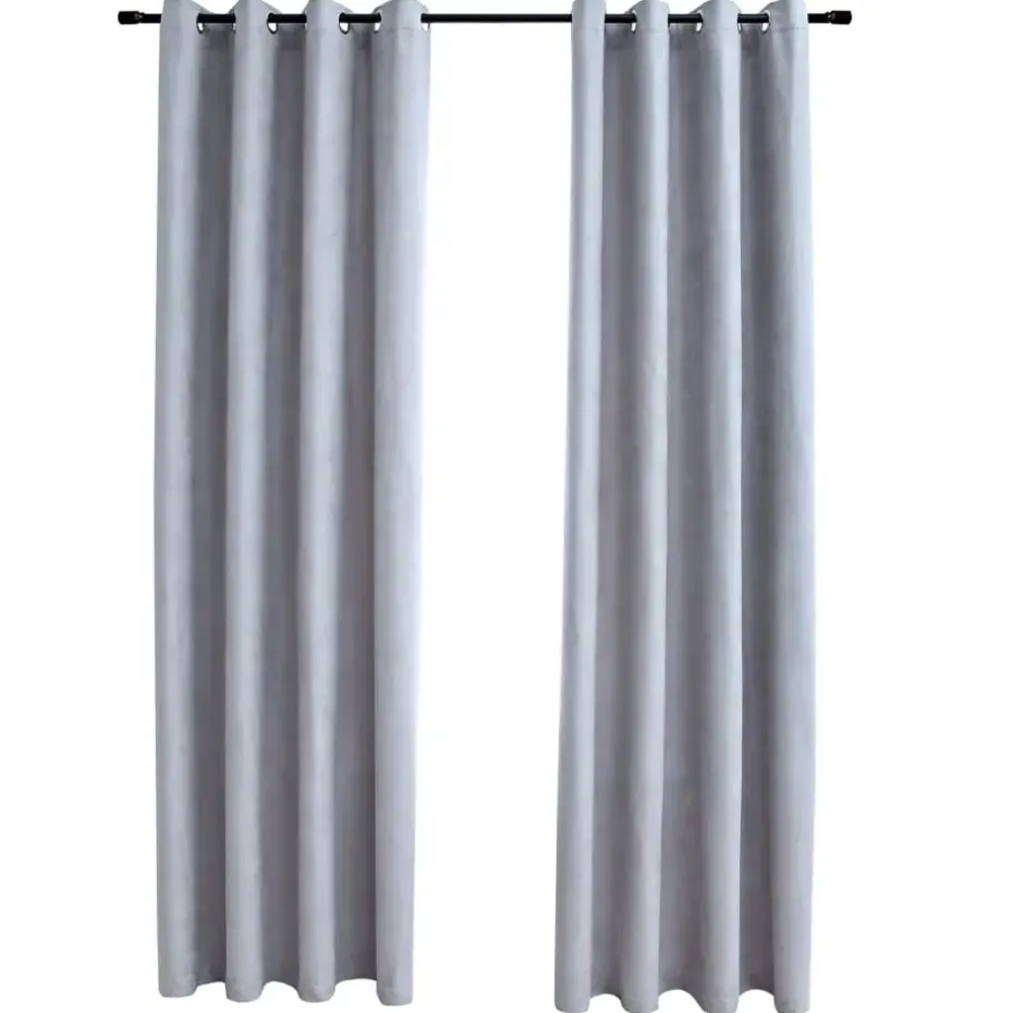 vidaXL - Gordijn - Grijs - Stof - 140 x 175 cm - 2 stuks