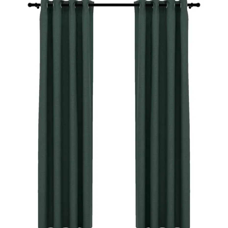 vidaXL - Gordijn - Groen - Stof - 140 x 225 cm - 2 stuks