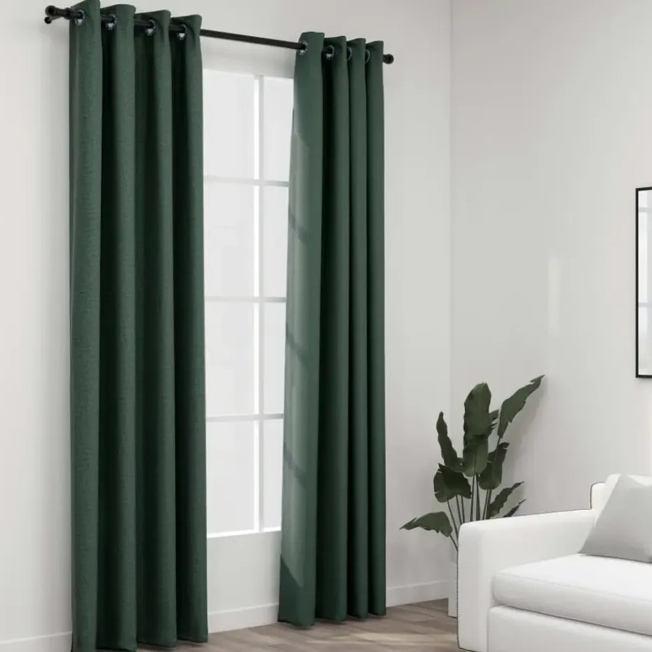 vidaXL - Gordijn - Groen - Stof - 140 x 225 cm - 2 stuks