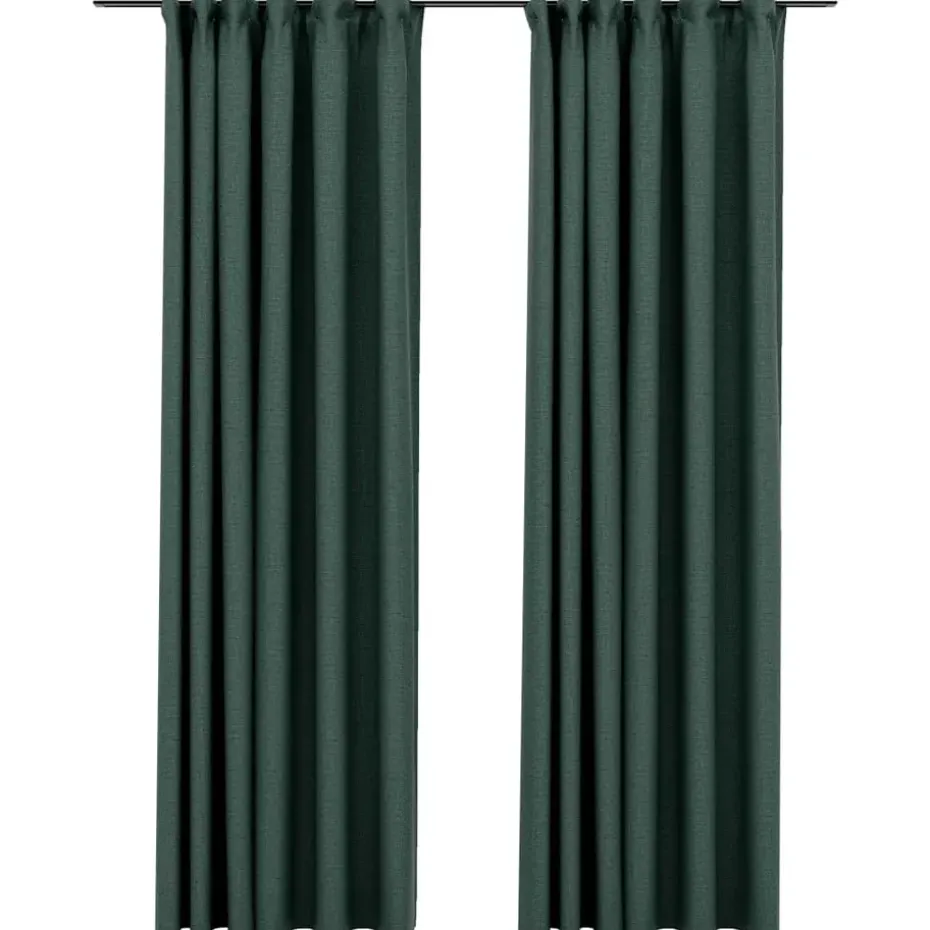 vidaXL - Gordijn - Groen - Stof - 140 x 245 cm - 2 stuks