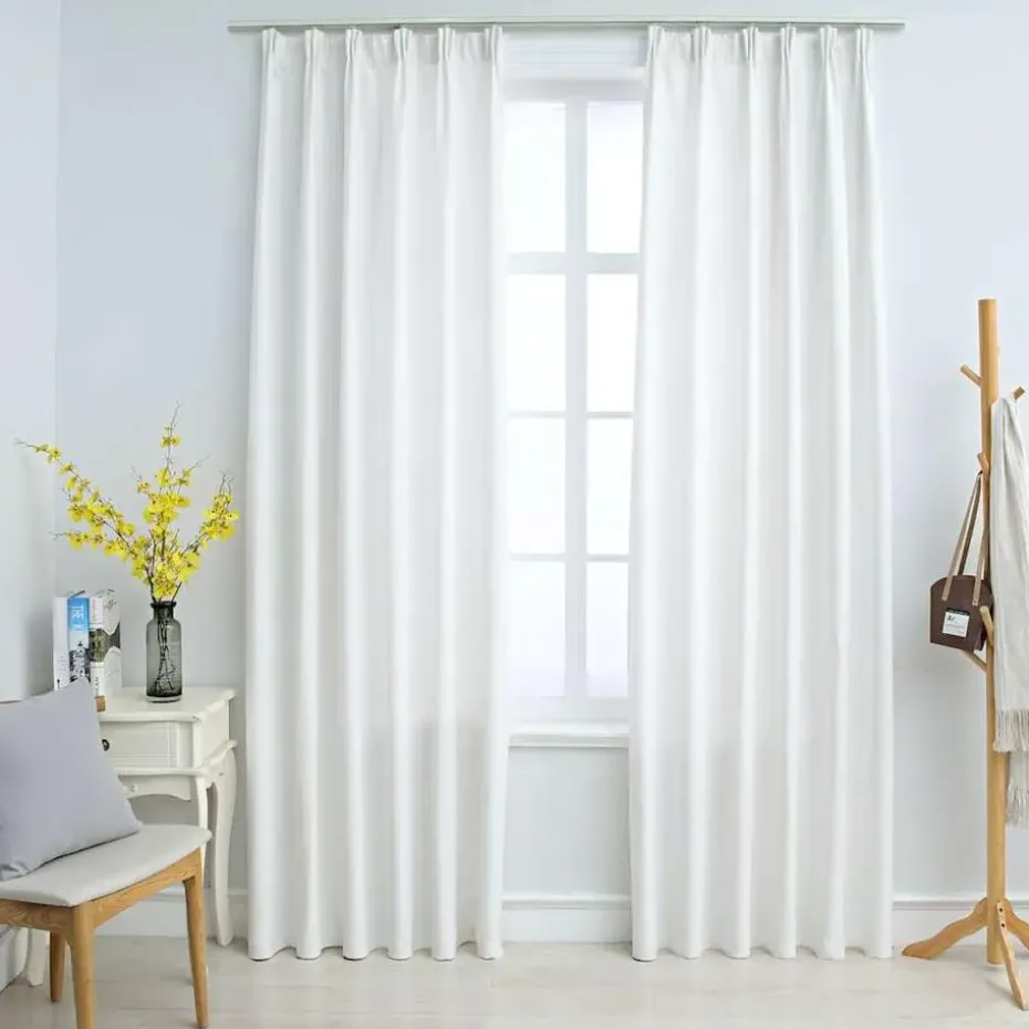 vidaXL - Gordijn - Wit - Stof - 140 x 175 cm - 2 stuks