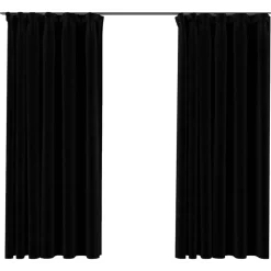 vidaXL - Gordijn - Zwart - Stof - 140 x 175 cm - 2 stuks