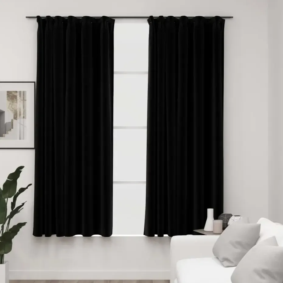 vidaXL - Gordijn - Zwart - Stof - 140 x 175 cm - 2 stuks