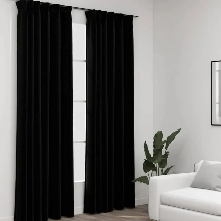 vidaXL - Gordijn - Zwart - Stof - 140 x 225 cm - 2 stuks