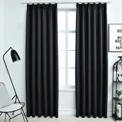 vidaXL - Gordijn - Zwart - Stof - 140 x 225 cm