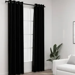 vidaXL - Gordijn - Zwart - Stof - 140 x 225 cm - 2 stuks