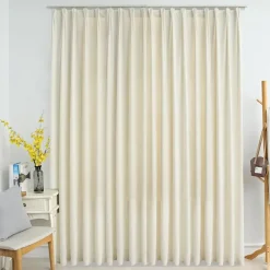 vidaXL - Gordijn verduisterend met haken - Crème - Fluweel - 290 x 245 cm