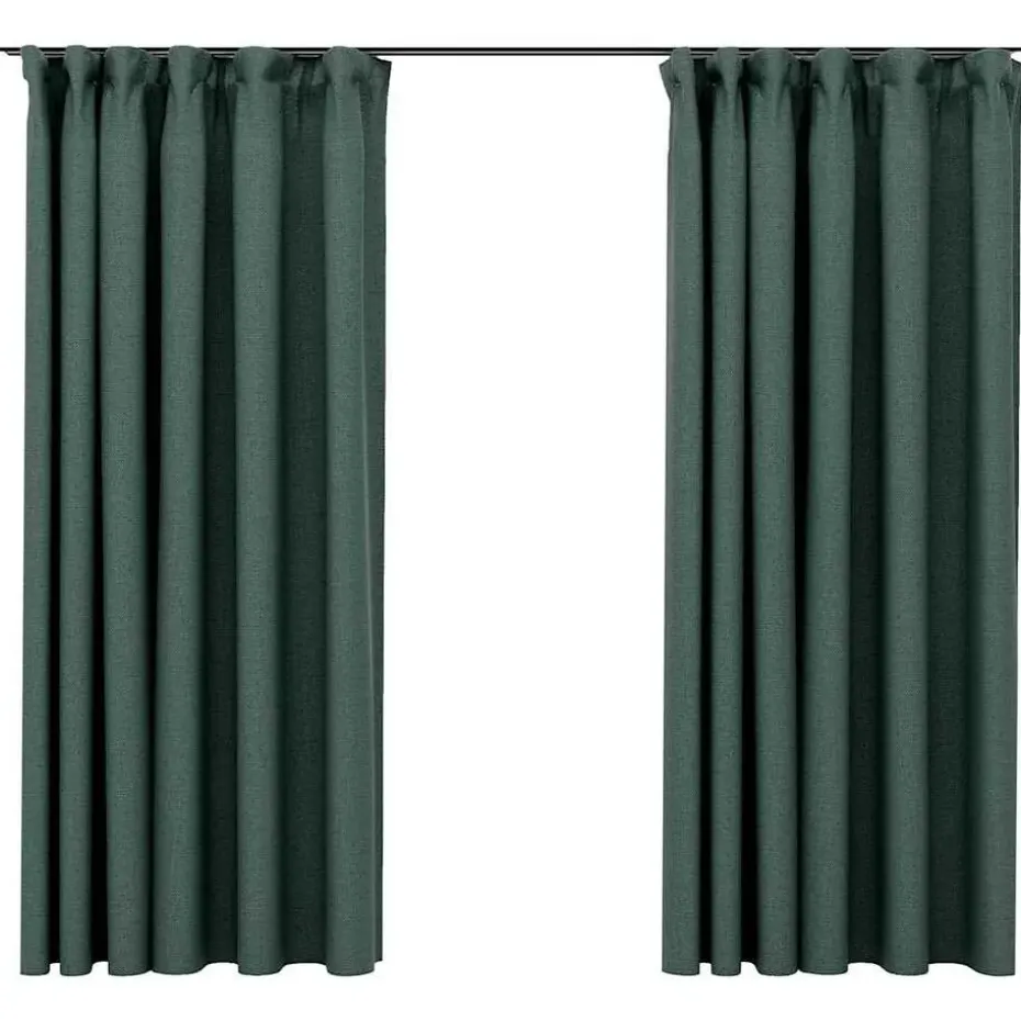 vidaXL - Gordijnen verduisterend - Groen - Stof - 140 x 175 cm - 2 stuks