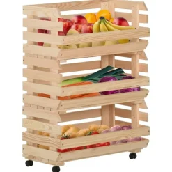 vidaXL - Groentetrolley - Bruin - Grenenhout - 57 x 30 x 80 cm