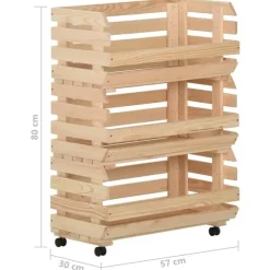 vidaXL - Groentetrolley - Bruin - Grenenhout - 57 x 30 x 80 cm