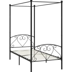vidaXL - Hemelbed met hoofdbord - Zwart - Metaal - 90x200 cm