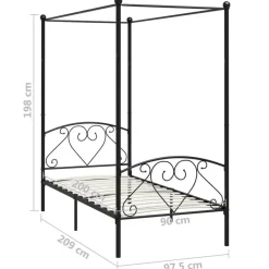 vidaXL - Hemelbed met hoofdbord - Zwart - Metaal - 90x200 cm