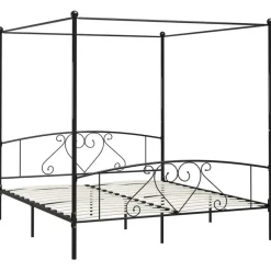 vidaXL - Hemelbed met hoofdbord - Zwart - Metaal - 200x200 cm
