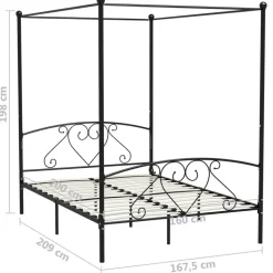 vidaXL - Hemelbed met hoofdbord - Zwart - Metaal - 160x200 cm