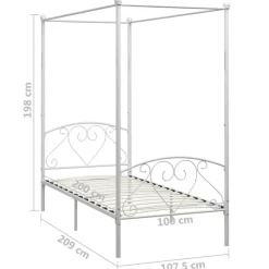vidaXL - Hemelbed met hoofdbord - Wit - Metaal - 100x200 cm