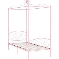 vidaXL - Hemelbed met verfijnd ontwerp - Roze - Metaal - 100x200 cm
