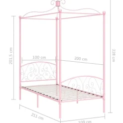 vidaXL - Hemelbed met verfijnd ontwerp - Roze - Metaal - 100x200 cm