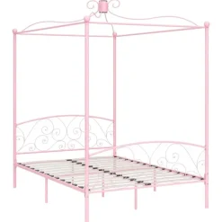 vidaXL - Hemelbed met verfijnd ontwerp - Roze - Metaal - 140x200 cm